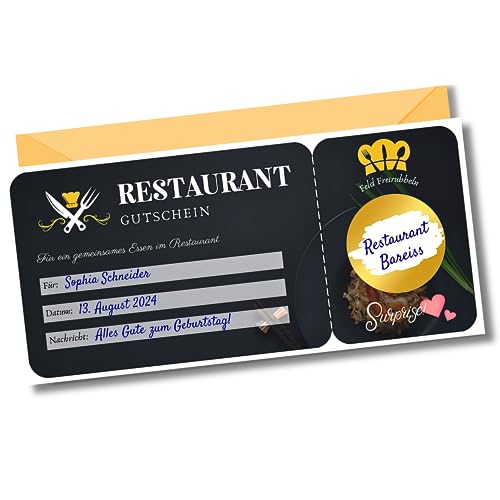 Gutschein Restaurant, Restaurantbesuch | Rubbelaufkleber zum selbstbeschriften | Gutscheinkarte essen gehen, Restauranteinladung | Personalisierte Rubbelkarte, Überraschungskarte (Restaurant) von EQUIK PRODUCTS