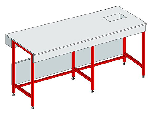 EQUIP LABO 374115 Plan de Travail, 600 mm, et Piètement Métallique, Profondeur 600 mm, L 1800 mm, P 750 mm, Verre Émaillé von EQUIP LABO