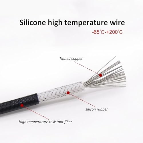 1M Silicone Braided High Temperature Wire Glass Fiber Braided Tinned Copper Silicon Rubber Insulation Temperature Resistance250℃(White,Square2.5mm) von ERBER