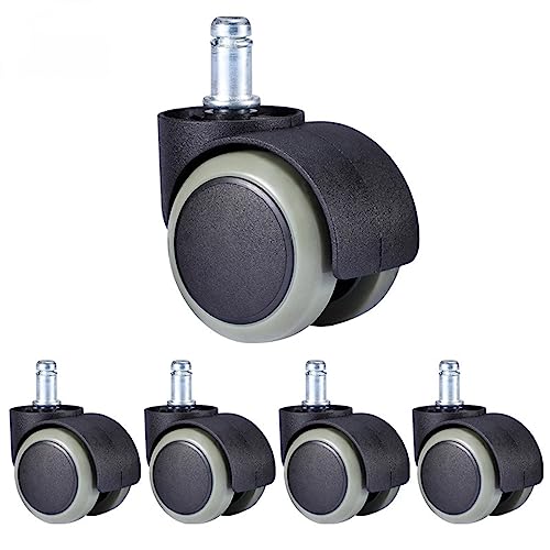 5 Stücke Bürostuhl Rad Caster 2 zoll 50 KG 360 Grad Stumm Lenkrolle Möbelfüße Ersatzräder Roller Gummi (Color : Click-in) von ERBRA