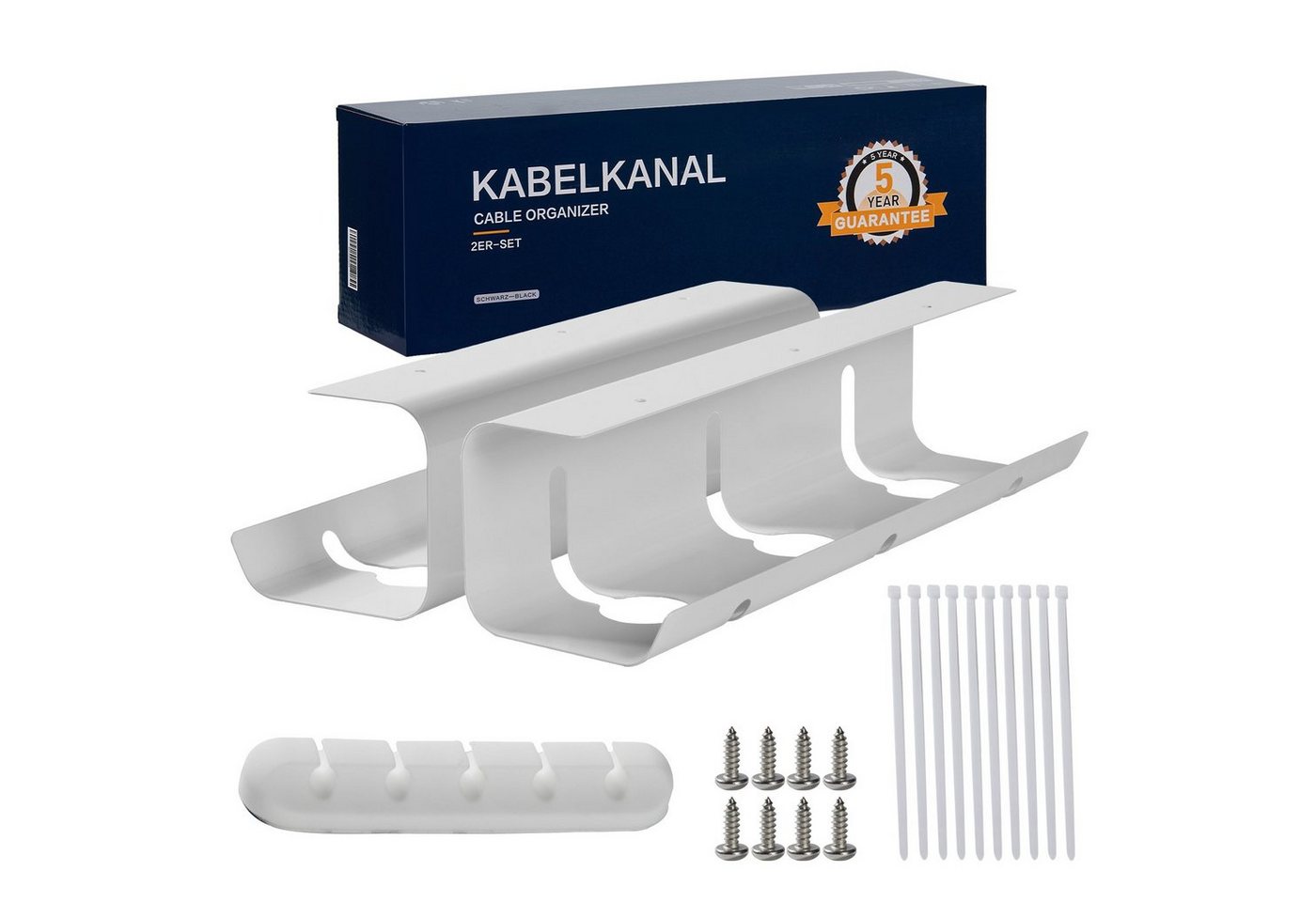 ERGOFINO Kabelkanal Kabelmanagement für Schreibtisch (2er Set), zum ordentlichen Kabelmanagement am Schreibtisch von ERGOFINO