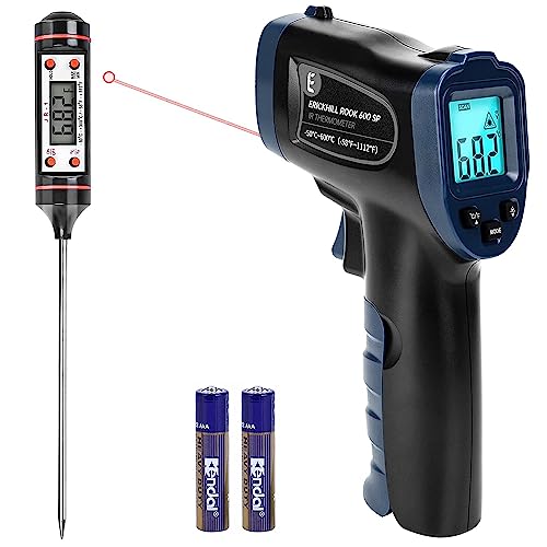 ERICKHILL Infrarot-Thermometer -50 ℃ ~ 600 ℃ Berührungslose digitale Laser-Temperaturpistole mit LCD-Display, einstellbarer Emissionsgrad – geeignet zum Kochen/Grillen/Einfrieren, mit Fleischsonde ERICKHILL Infrarot-Thermometer -50 ℃ ~ 600 ℃ Berührungslose digitale Laser-Temperaturpistole mit LCD-Display, einstellbarer Emissionsgrad – geeignet zum Kochen/Grillen/Einfrieren, mit Fleischsonde von ERICKHILL