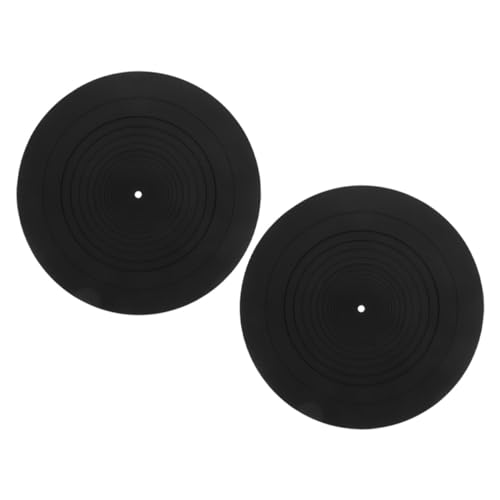 ERINGOGO 2 Stück Antistatisches Silikonpad Schallplattenspielermatte aus Vinyl Schallplatten-Plattenspieler-Matte Plattenspieler Slipmat -Pad für Vinyl Plattenspieler-Pads Kieselgel Schwarz von ERINGOGO