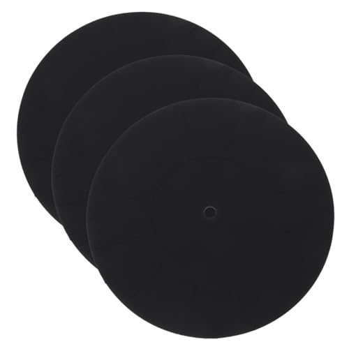 ERINGOGO 3 Stück Plattenspieler-Pad antirutschmatte Schutzmatte für Blockflöten Plattenspielermatte aus Silikon Plattenspielermatte antistatisch Plattenspieler Gummimatte Kieselgel Schwarz von ERINGOGO