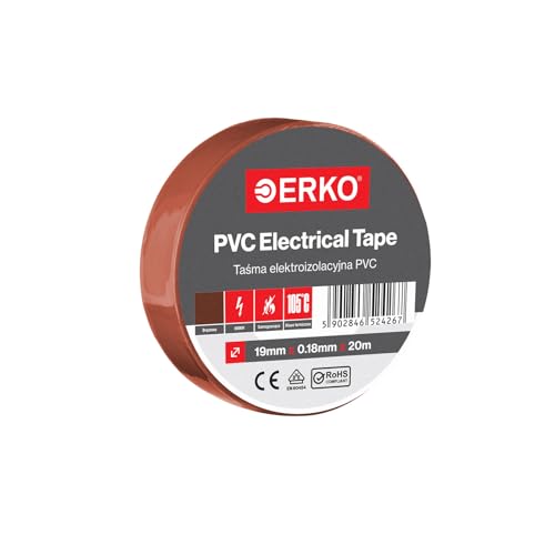 ERKO Isolierband Braun PVC 19mm x 20m Elektrische Leitungen Reparatur, Hochflexibel mit starker Klebekraft, Chemiebeständig, Polyvinyl Chlorid, Klebeband Universal ERKO Isolierband Braun PVC 19mm x 20m Elektrische Leitungen Reparatur, Hochflexibel mit starker Klebekraft, Chemiebeständig, Polyvinyl Chlorid, Klebeband Universal von ERKO