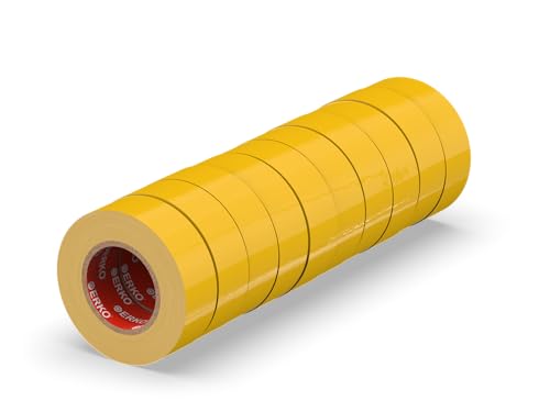 ERKO Isolierband Gelb 15mm x 10m PVC Set 10 Stück Elektrische Leitungen Reparatur, Hochflexibel mit starker Klebekraft, Chemiebeständig, Wasserfest, Klebeband ERKO Isolierband Gelb 15mm x 10m PVC Set 10 Stück Elektrische Leitungen Reparatur, Hochflexibel mit starker Klebekraft, Chemiebeständig, Wasserfest, Klebeband von ERKO