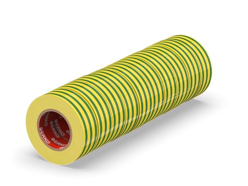ERKO Isolierband Gelb-Grün 15mm x 10m PVC Set 10 Stück Elektrische Leitungen Reparatur, Hochflexibel mit starker Klebekraft, Chemiebeständig, Wasserfest, Klebeband ERKO Isolierband Gelb-Grün 15mm x 10m PVC Set 10 Stück Elektrische Leitungen Reparatur, Hochflexibel mit starker Klebekraft, Chemiebeständig, Wasserfest, Klebeband von ERKO