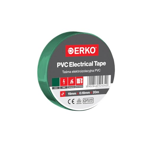 ERKO Isolierband Grün PVC 19mm x 20m Elektrische Leitungen Reparatur, Hochflexibel mit starker Klebekraft, Chemiebeständig, Polyvinyl Chlorid, Klebeband Universal ERKO Isolierband Grün PVC 19mm x 20m Elektrische Leitungen Reparatur, Hochflexibel mit starker Klebekraft, Chemiebeständig, Polyvinyl Chlorid, Klebeband Universal von ERKO