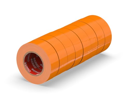 ERKO Isolierband Orange 19mm x 20m PVC Set 8 Stück Elektrische Leitungen Reparatur, Hochflexibel mit starker Klebekraft, Chemiebeständig, Wasserfest, Klebeband ERKO Isolierband Orange 19mm x 20m PVC Set 8 Stück Elektrische Leitungen Reparatur, Hochflexibel mit starker Klebekraft, Chemiebeständig, Wasserfest, Klebeband von ERKO