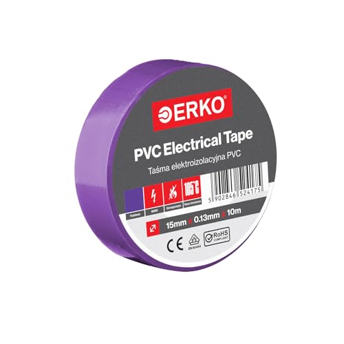 ERKO Isolierband PVC 15mm x 10m | Elektrische Leitungen Reparatur | Lila I Hochflexibel mit starker Klebekraft | Chemiebeständig, Polyvinyl Chlorid I Universal von ERKO