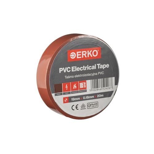 ERKO Isolierband PVC 19mm x 20m | Elektrische Leitungen Reparatur | Braun I Hochflexibel mit starker Klebekraft | Chemiebeständig, Polyvinyl Chlorid I Universal von ERKO