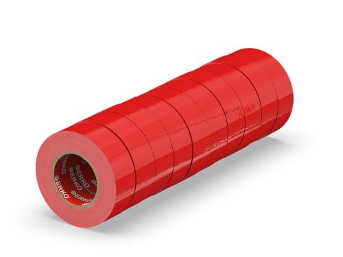 ERKO - Isolierband Rot 10er Pack 15mm x 10m PVC | Elektrische Leitungen Reparatur | Hochflexibel mit starker Klebekraft | Chemiebeständig | Wasserfest von ERKO