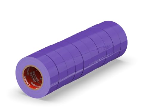 ERKO Isolierband Violett 15mm x 10m PVC Set 10 Stück Elektrische Leitungen Reparatur, Hochflexibel mit starker Klebekraft, Chemiebeständig, Wasserfest von ERKO