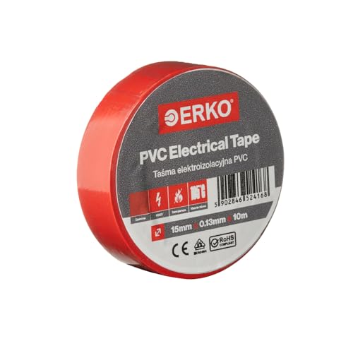 ERKO - PVC Isolierband Set 15mm x 10m | Elektrische Leitungen Reparatur | Hochflexibel mit starker Klebekraft | Chemiebeständig, Rot, Polyvinyl Chlorid von ERKO