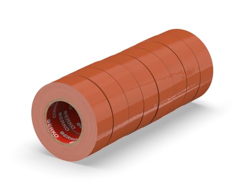 ERKO - PVC Isolierband Set 19mm x 20m | Elektrische Leitungen Reparatur | Hochflexibel mit starker Klebekraft | Chemiebeständig, Braun, 8er-Pack, Polyvinyl Chlorid von ERKO