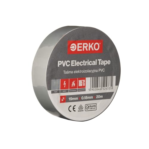 ERKO - PVC Isolierband Set 19mm x 20m | Elektrische Leitungen Reparatur | Hochflexibel mit starker Klebekraft | Chemiebeständig, Grau, Polyvinyl Chlorid von ERKO