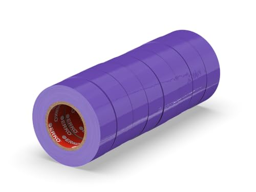 ERKO - PVC Isolierband Set 19mm x 20m | Elektrische Leitungen Reparatur | Hochflexibel mit starker Klebekraft | Chemiebeständig, Violett, 8er-Pack, Polyvinyl Chlorid von ERKO