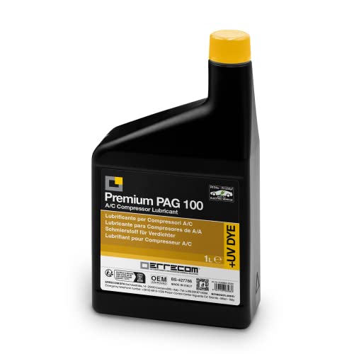 Errecom PAG 100 Premium + UV DYE - 1 L, Schmiermittel für konventionelle oder elektrische Kfz-Klimakompressoren, die mit den Kältemitteln GAS R134a und R1234yf betrieben werden von ERRECOM
