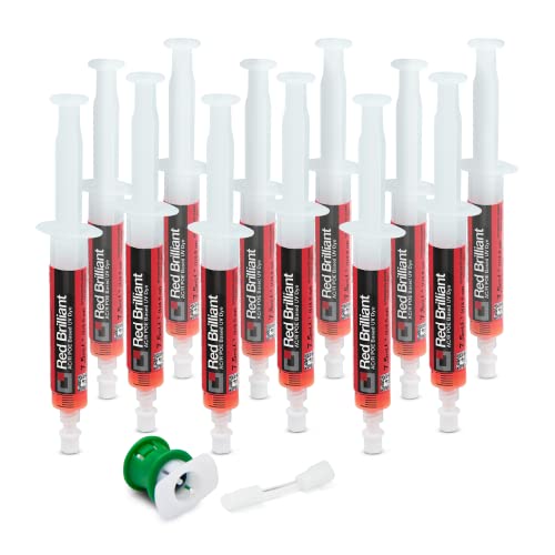 ERRECOM Red Brilliant - 12 x 7,5 ml, POE-basierter UV-Tracer zum Aufspüren von Kältemittellecks in Kfz-Klimaanlagen mit elektrischem Kompressor, inklusive Adapter für R1234yf von ERRECOM