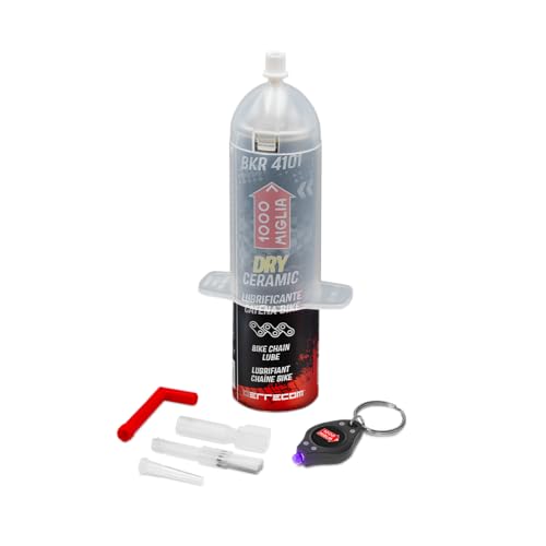 Errecom 1000 Miglia BKR 4101 DRY Fahrradkette KERAMIK-Schmiermittel, trockene und staubige Bedingungen, geschütztes Schmiermittel: kein Kontakt mit Treibgas, Bag on Valve 60ml + UV-Lampe Errecom 1000 Miglia BKR 4101 DRY Fahrradkette KERAMIK-Schmiermittel, trockene und staubige Bedingungen, geschütztes Schmiermittel: kein Kontakt mit Treibgas, Bag on Valve 60ml + UV-Lampe von ERRECOM