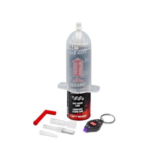 Errecom 1000 Miglia BKR 4103 ALL WEATHER Fahrradkette KERAMIK-Schmiermittel für jede Streckenbedingung, geschütztes Schmiermittel: kein Kontakt mit Treibgas, Bag on Valve 60 ml+ UV-Lampe Errecom 1000 Miglia BKR 4103 ALL WEATHER Fahrradkette KERAMIK-Schmiermittel für jede Streckenbedingung, geschütztes Schmiermittel: kein Kontakt mit Treibgas, Bag on Valve 60 ml+ UV-Lampe von ERRECOM