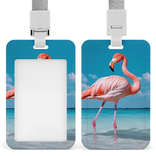 Ausweishalter, Flamingo im Wasser, niedlicher Namensschild-Clip mit Umhängeband, vertikale Kartenschutzhülle für Arbeit, Büro, Krankenschwester, medizinische Lehrer, Frauen Ausweishalter, Flamingo im Wasser, niedlicher Namensschild-Clip mit Umhängeband, vertikale Kartenschutzhülle für Arbeit, Büro, Krankenschwester, medizinische Lehrer, Frauen von ERSTSNCK