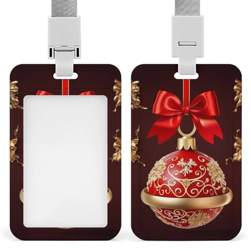 Ausweishalter, Motiv: Weihnachtskugel mit goldener Glocke, niedlich, mit Umhängeband, vertikale Kartenschutzhülle für Arbeit, Büro, Krankenschwester, medizinische Lehrer, Frauen Ausweishalter, Motiv: Weihnachtskugel mit goldener Glocke, niedlich, mit Umhängeband, vertikale Kartenschutzhülle für Arbeit, Büro, Krankenschwester, medizinische Lehrer, Frauen von ERSTSNCK
