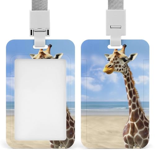 Ausweishalter, Strandgiraffe, niedlich, mit Umhängeband, vertikale Kartenschutzhülle für Arbeit, Büro, Krankenschwester, medizinische Lehrer, Frauen Ausweishalter, Strandgiraffe, niedlich, mit Umhängeband, vertikale Kartenschutzhülle für Arbeit, Büro, Krankenschwester, medizinische Lehrer, Frauen von ERSTSNCK