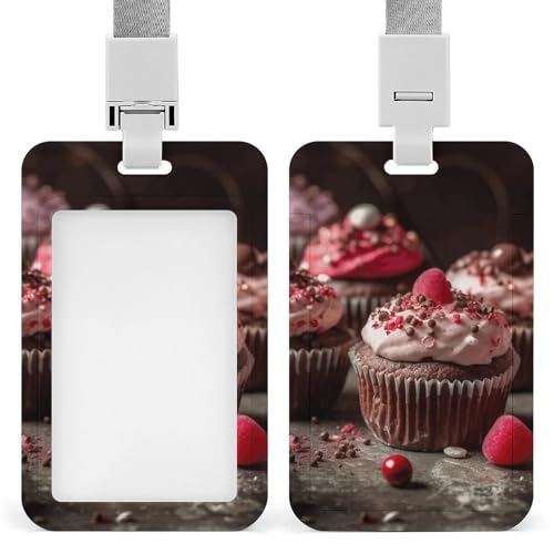 Ausweishalter für Valentinstag, Cupcakes, niedlich, mit Umhängeband, vertikale Kartenschutzhülle für Arbeit, Büro, Krankenschwester, medizinische Lehrer, Frauen Ausweishalter für Valentinstag, Cupcakes, niedlich, mit Umhängeband, vertikale Kartenschutzhülle für Arbeit, Büro, Krankenschwester, medizinische Lehrer, Frauen von ERSTSNCK