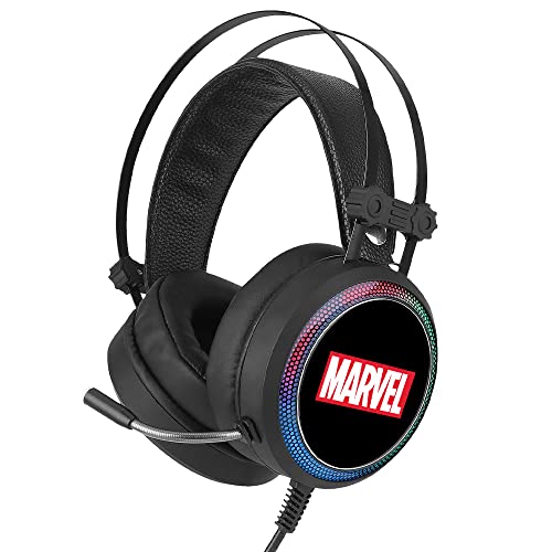 ERT GROUP Gaming-Kopfhörer mit Mikrofon, LED-Kopfhörer mit verstellbarem Kopfband Original und offiziell Lizenziertes Marvel Muster Marvel 001, Black von ERT GROUP