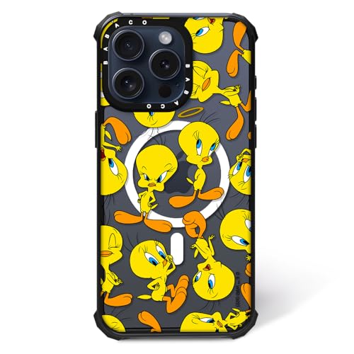 ERT GROUP Original und Offiziell Lizenziertes Looney Tunes Muster Tweety 010 Magnetisch Handyhülle für iPhone 15 PRO Case, Zoll Kompatibel mit MagSafe, Cover aus Kunststoff TPU-Silikon, Transparent von ERT GROUP