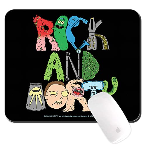 ERT GROUP Original und offiziell Lizenziertes Rick and Morty Mauspad, Muster Rick and Morty 018 Schwarz PC Computer Mauspad rutschfest 225 mm x 189 mm von ERT GROUP