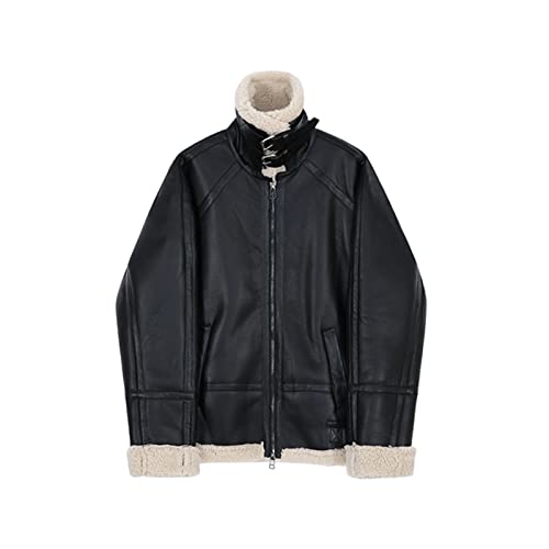 ERTGHH Yrf Daunenjacke Herren Stehkragen Jacke Winter Plus Samt Dicker Pelzmantel Lammhaar Daunenjacke (Größe: X-Large) von ERTGHH