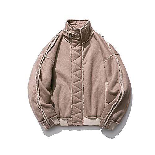 ERTGHH yrf daunenjacke herren winter retro herren stehkragen lamm samt gepolsterte jacke daunenjacke ausgefranste jacke (größe: medium) von ERTGHH