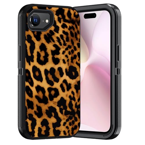 ERWYTYIOI Schutzhülle für iPhone 16e, strapazierfähig, 3-lagig, Militärqualität, kratzfest, stoßfest, stilvolle Handy-Schutzhülle für iPhone 16e (6,1 Zoll, 2025), Leopardenmuster von ERWYTYIOI