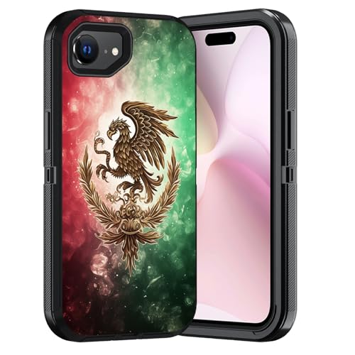 ERWYTYIOI Schutzhülle für iPhone 16e, strapazierfähig, 3-lagig, Militärqualität, kratzfest, stoßfest, stilvolle Handy-Schutzhülle für iPhone 16e (6,1 Zoll, 2025), mexikanische Flagge von ERWYTYIOI