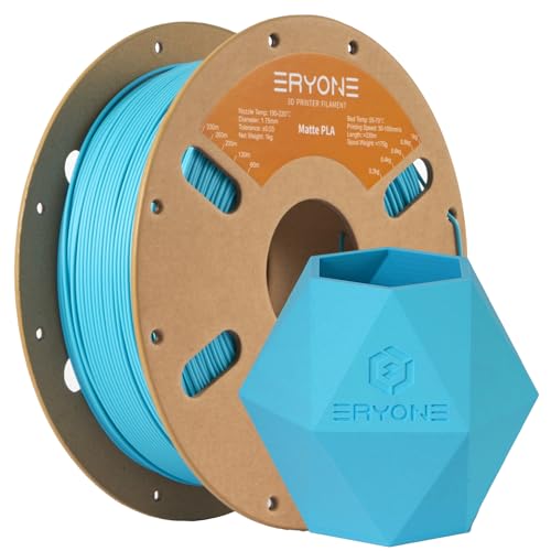 ERYONE 3D Drucker Matte Filament PLA 1 kg 1 Spool, 1.75mm +/-0.03mm, Matte Aqua Blue von ERYONE