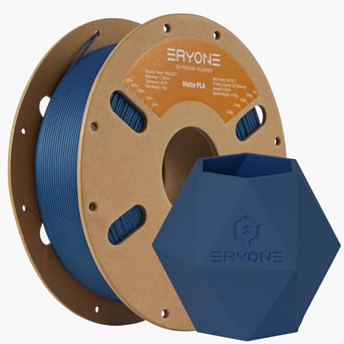 ERYONE Matte PLA 3D Drucker Filament 1.75mm, Maßgenauigkeit +/- 0.03 mm, 1 kg 1 Spule, Matte Marine blau von ERYONE