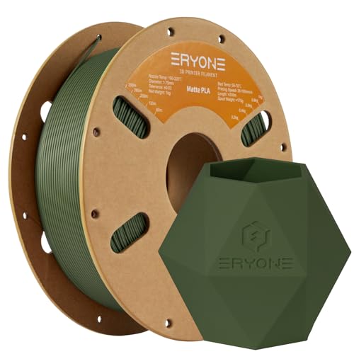 ERYONE 3D Drucker Matte Filament PLA 1 kg 1 Spool, 1.75mm +/-0.03mm, Matte Oliv grün von ERYONE