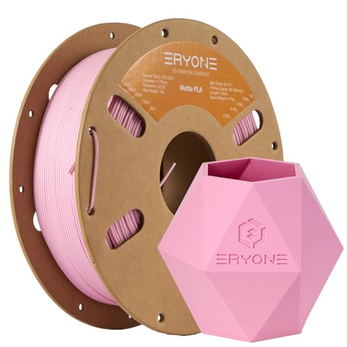 ERYONE 3D Drucker Matte Filament PLA 1 kg 1 Spool, 1.75mm +/-0.03mm, Matte Rosa von ERYONE
