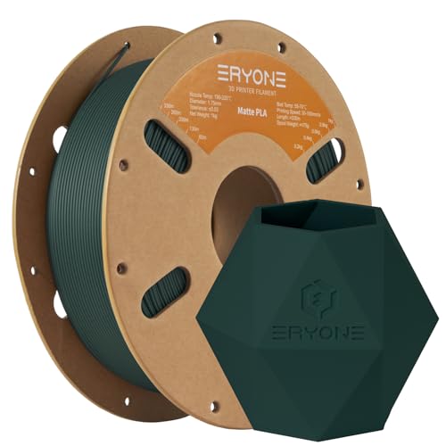 ERYONE 3D Drucker Matte Filament PLA 1 kg 1 Spool, 1.75mm +/-0.03mm, Matte Schwarzwald grün von ERYONE