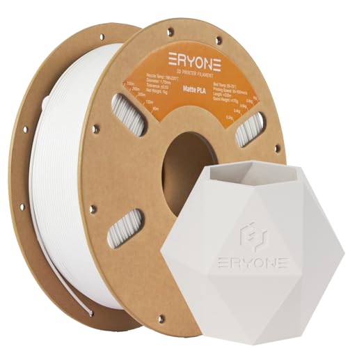 ERYONE 3D Drucker Matte Filament PLA 1 kg 1 Spool, 1.75mm +/-0.03mm, Matte Weiß von ERYONE