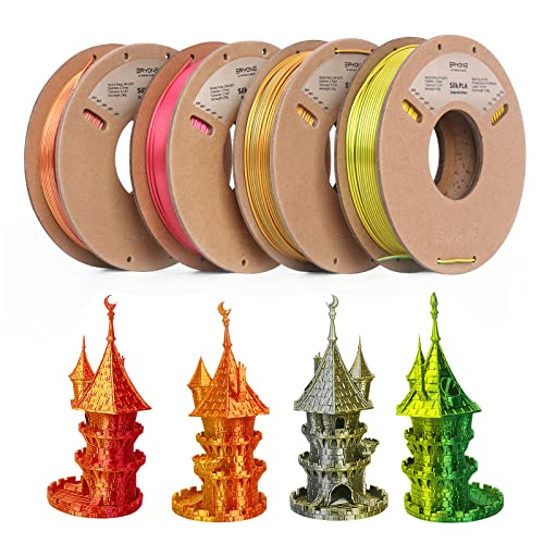 ERYONE Dual Color Silk PLA Filament 1.75mm, 3D Printer Filament PLA +/-0.03mm, 4x250g /Pack, Gold/Copper, Gold/Silver, Red/Gold, Yellow/Green von ERYONE