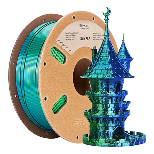 ERYONE Dual Zweifarbig PLA Filament 1.75mm, 3D Drucker Filament 1kg Spule +/- 0,03 mm, Seide Blau & Grün von ERYONE