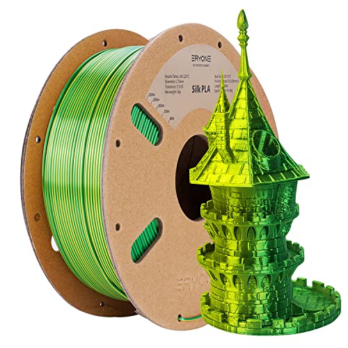 ERYONE Dual Zweifarbig PLA Filament 1.75mm, 3D Drucker Filament 1kg Spule +/- 0,03 mm, Seide Gelb & Grün von ERYONE