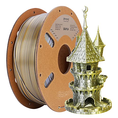 ERYONE Dual Zweifarbig PLA Filament 1.75mm, 3D Drucker Filament 1kg Spule +/- 0,03 mm, Seide Gold & Silber von ERYONE