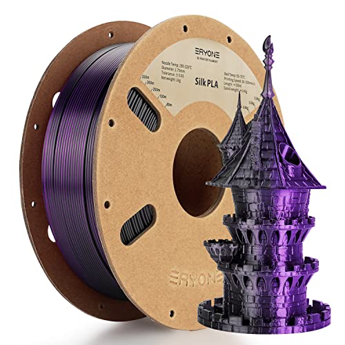 ERYONE Dual Zweifarbig PLA Filament 1.75mm, 3D Drucker Filament 1kg Spule +/- 0,02 mm, Seide Schwarz Violett von ERYONE
