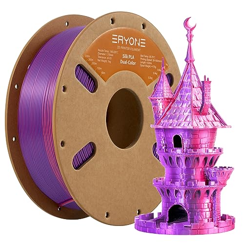 ERYONE Dual Zweifarbig PLA Filament 1.75mm, 3D Drucker Filament 1kg Spule +/- 0,03 mm,Orange Red & Purple von ERYONE