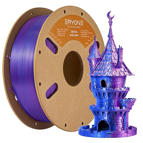 ERYONE Dual Zweifarbig PLA Filament 1.75mm, 3D Drucker Filament 1kg Spule +/- 0,03 mm,Purple & Blue von ERYONE