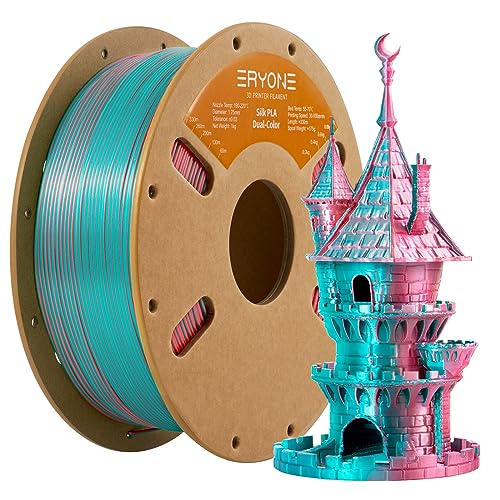ERYONE Dual Zweifarbig PLA Filament 1.75mm, 3D Drucker Filament 1kg Spule +/- 0,03 mm,Teal & Orange Red von ERYONE